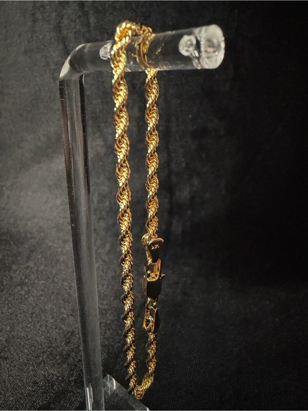 14K Stamped Gold finish Rope Bracelet 7.5in 3MM Perfect Everyday Wear brand new